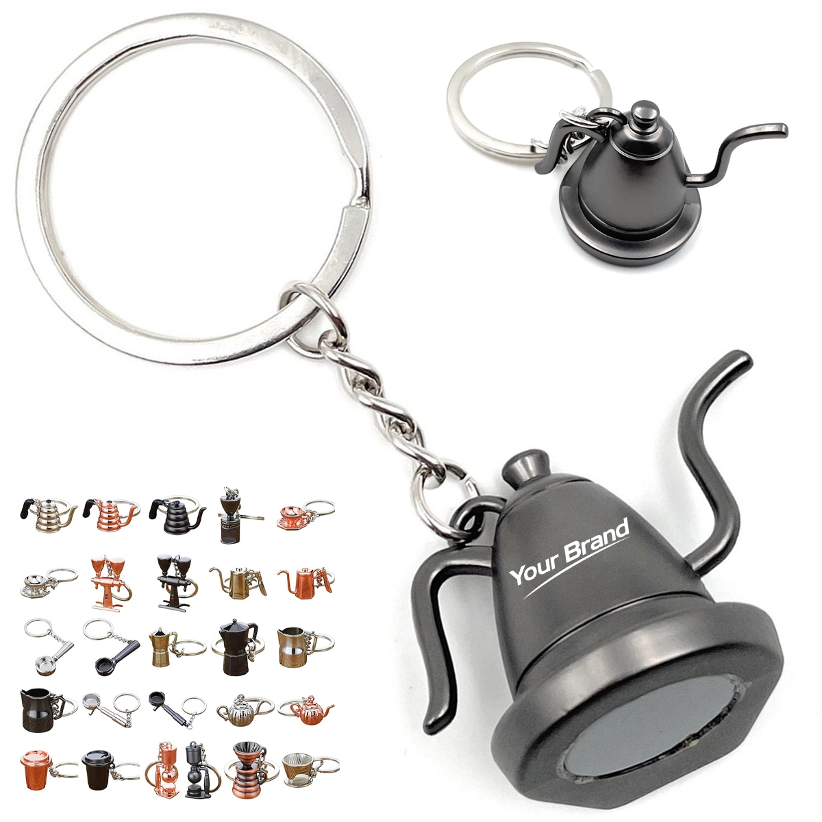Miniature Barista Coffee Brewer Metal Keychain