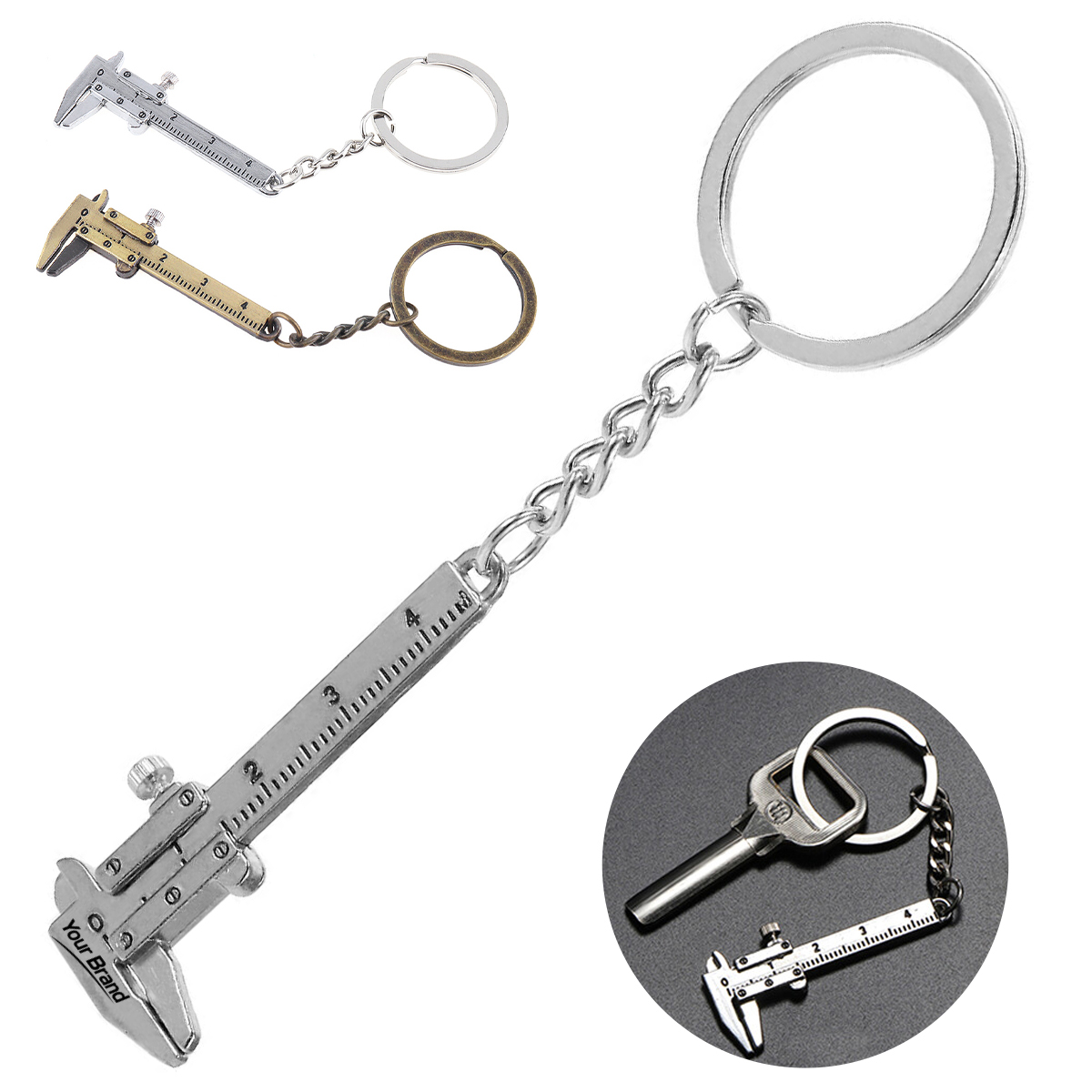 Miniature Metal Vernier Caliper Keychain