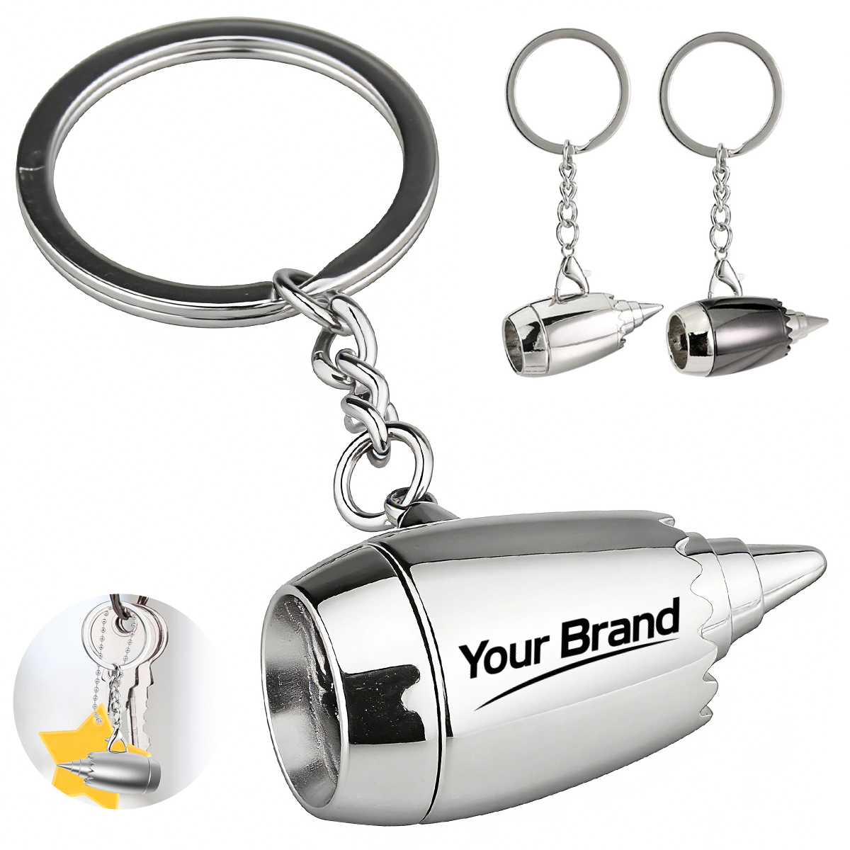 3D Metal Aircraft Jet Engine Turbine Keychain