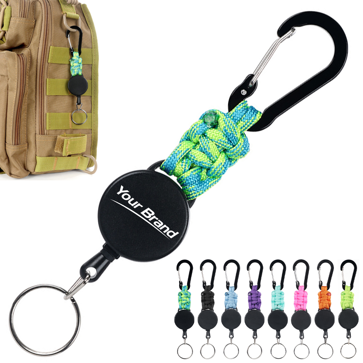 Retractable Braided Paracord Carabiner Keychain
