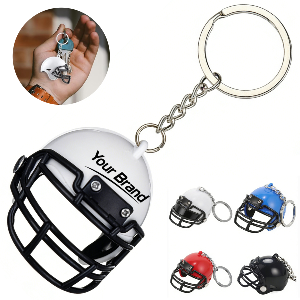 Football Helmet Keychain With Split Ring