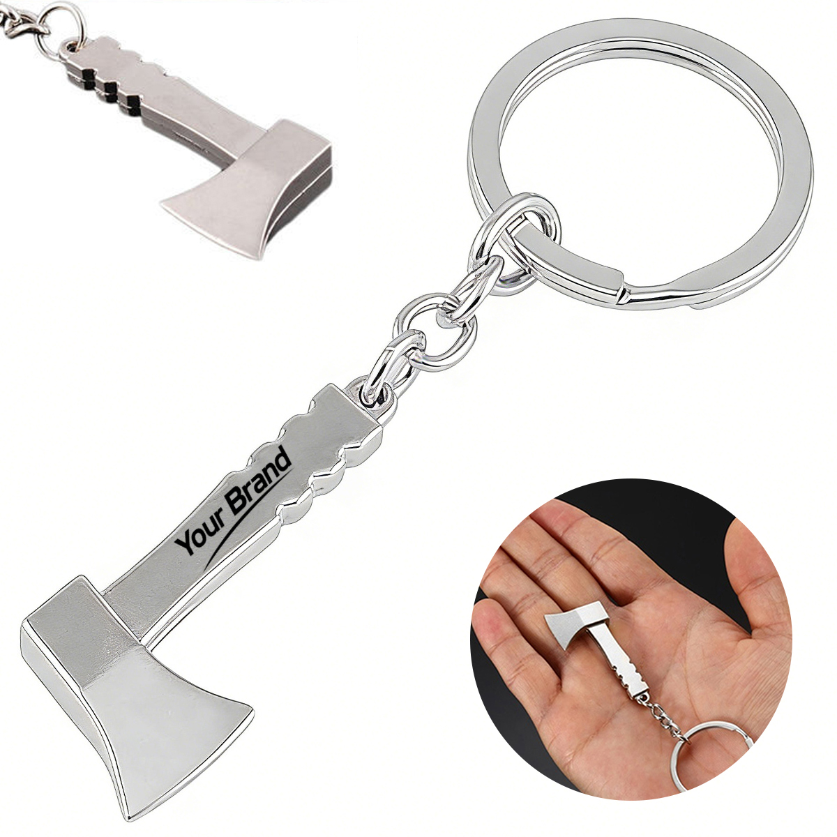 Metallic Miniature Axe Keychain