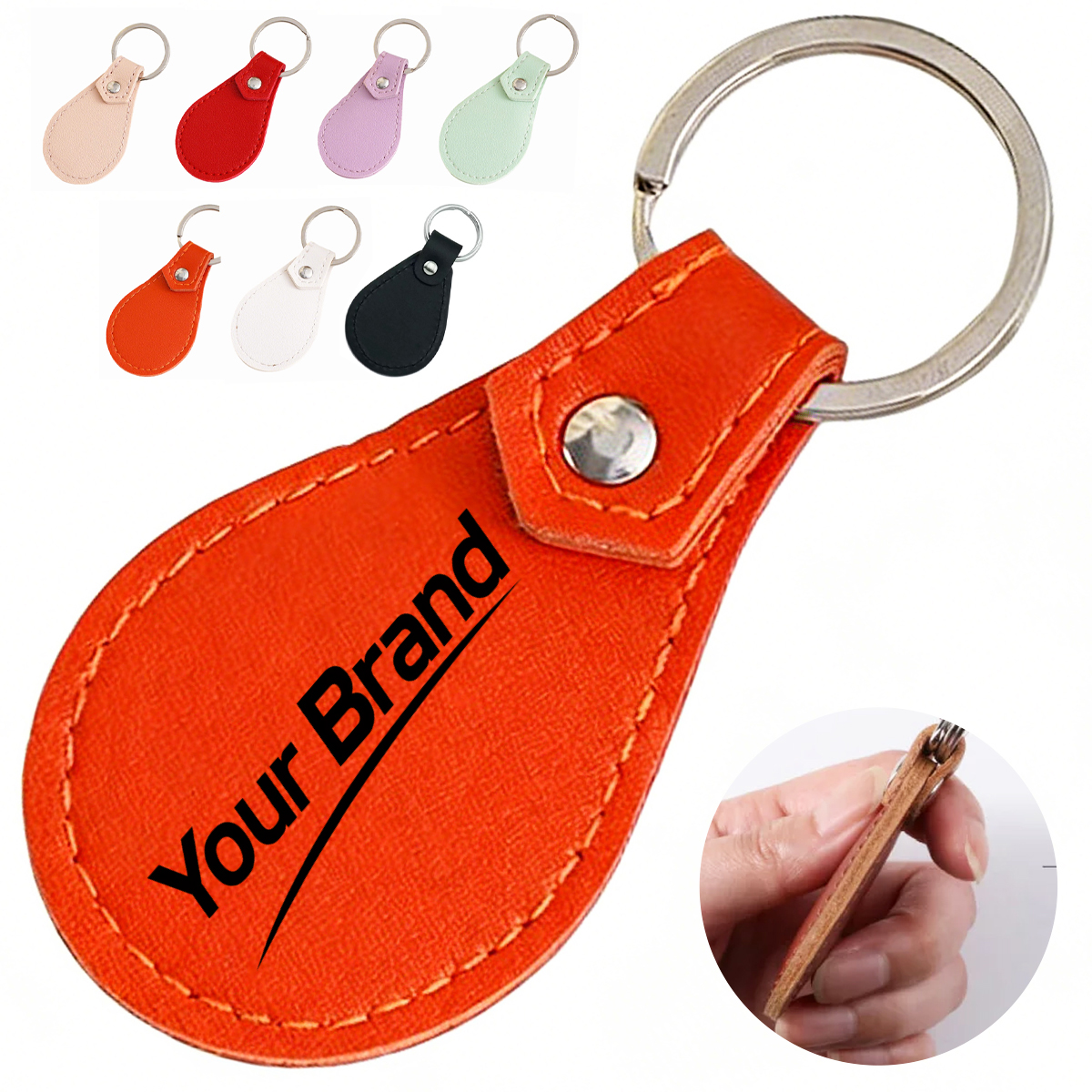 Teardrop Faux Leather Keychain
