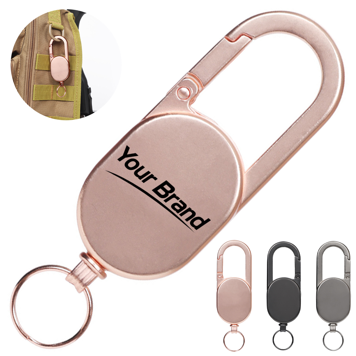 Retractable Carabiner Steel Wire Key Reel