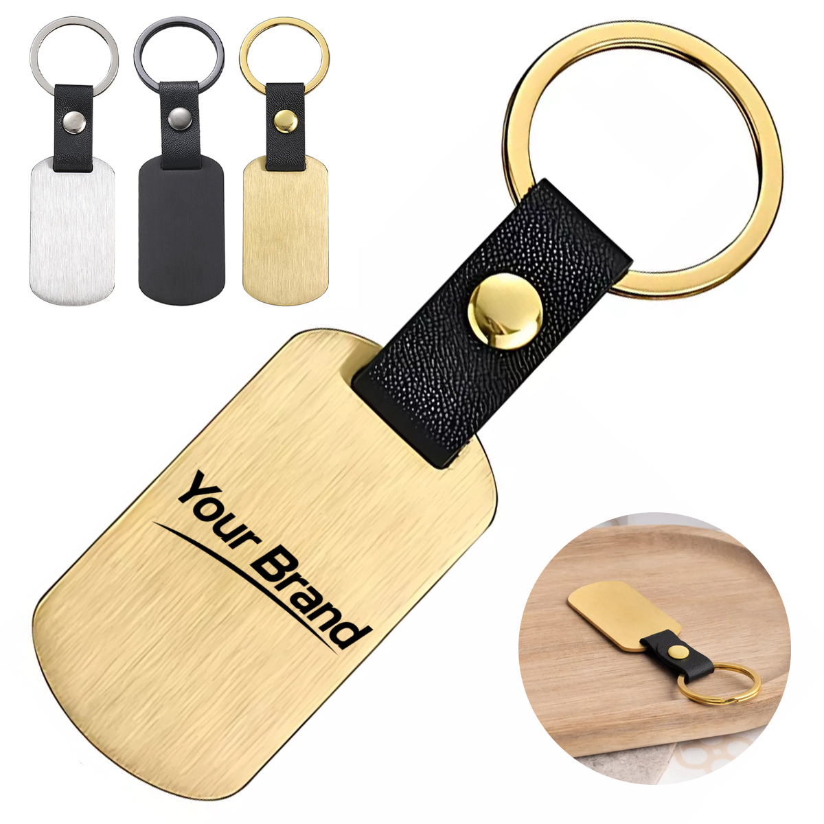 Stainless Steel and Leather Hybrid Keychain