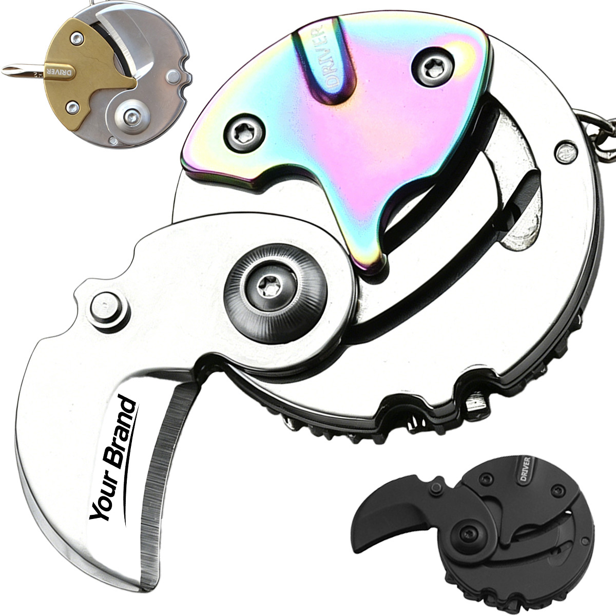 Coin Folding Pocket Knife Keychain