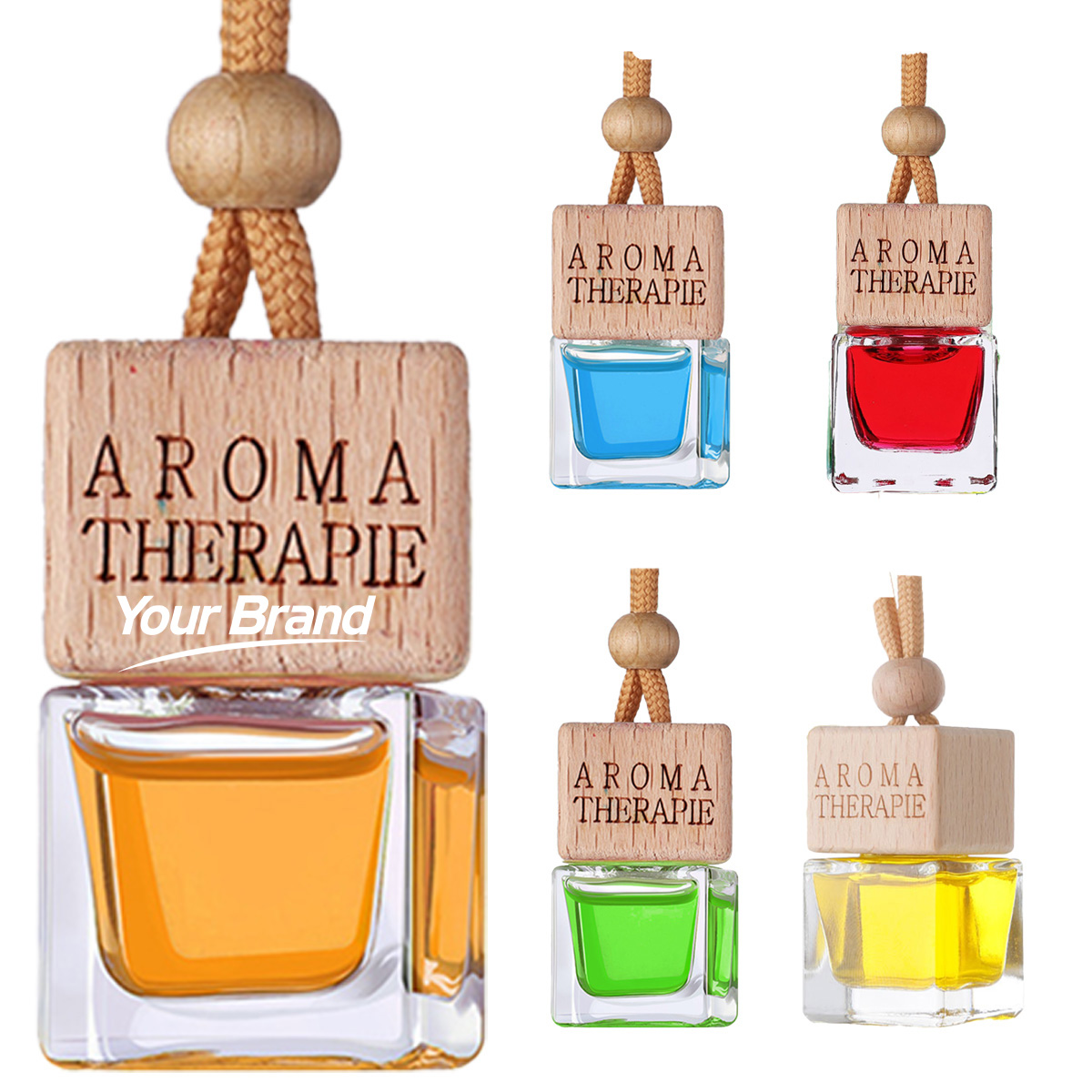 Wood Lid Glass Car Perfume Pendant