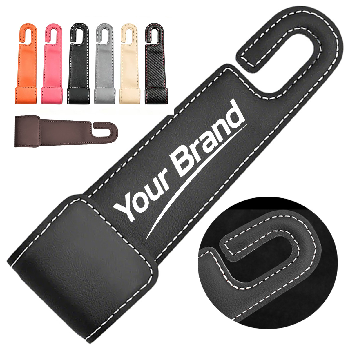 Leather Car Seat Back Headrest Hook Organizer