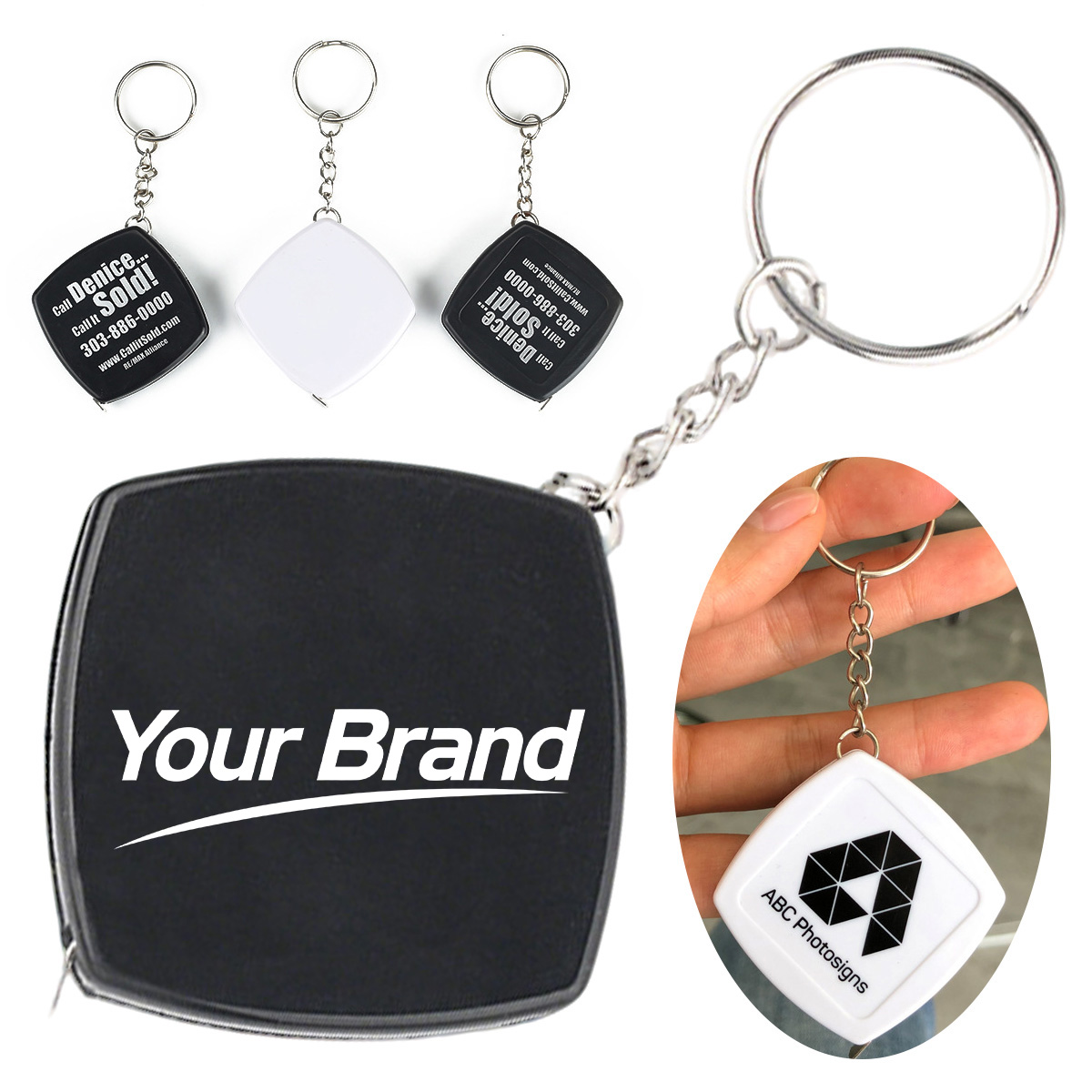 Retractable Square Tape Measure Keychain