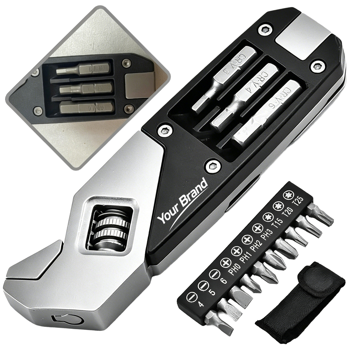 Adjustable Wrench Folding Hex Key Maintenance Set