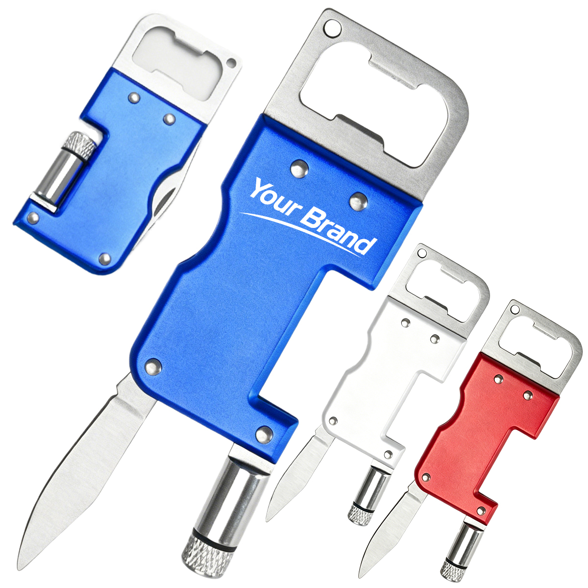 Multi Function Bottle Opener Pocket Knife with LED Light