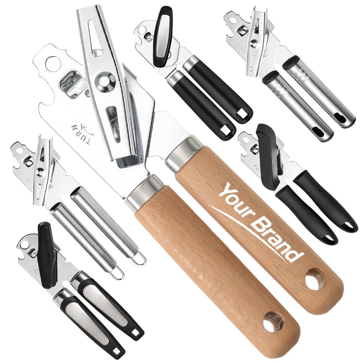 Wood Handle Manual Can Opener Bottle Opener