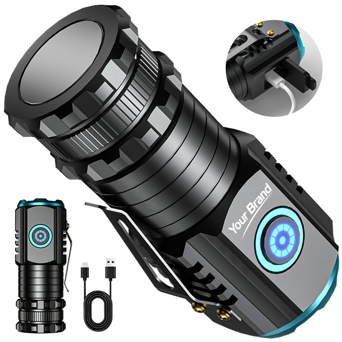 Rechargeable Aluminum Magnetic EDC Tactical Flashlight