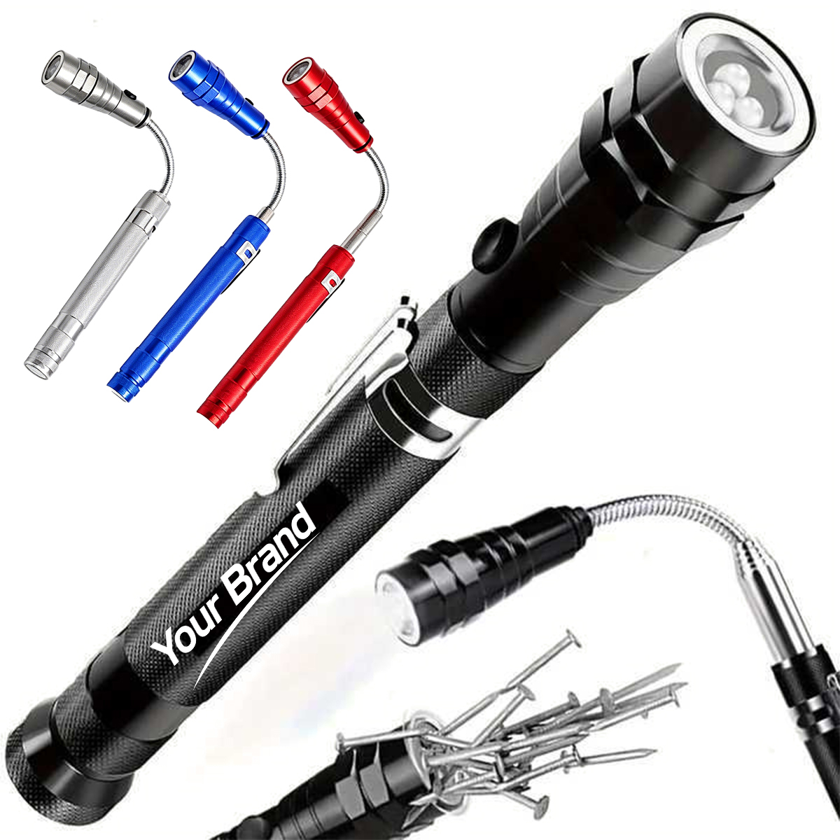 Rechargeable Telescopic Magnetic LED Flashlight