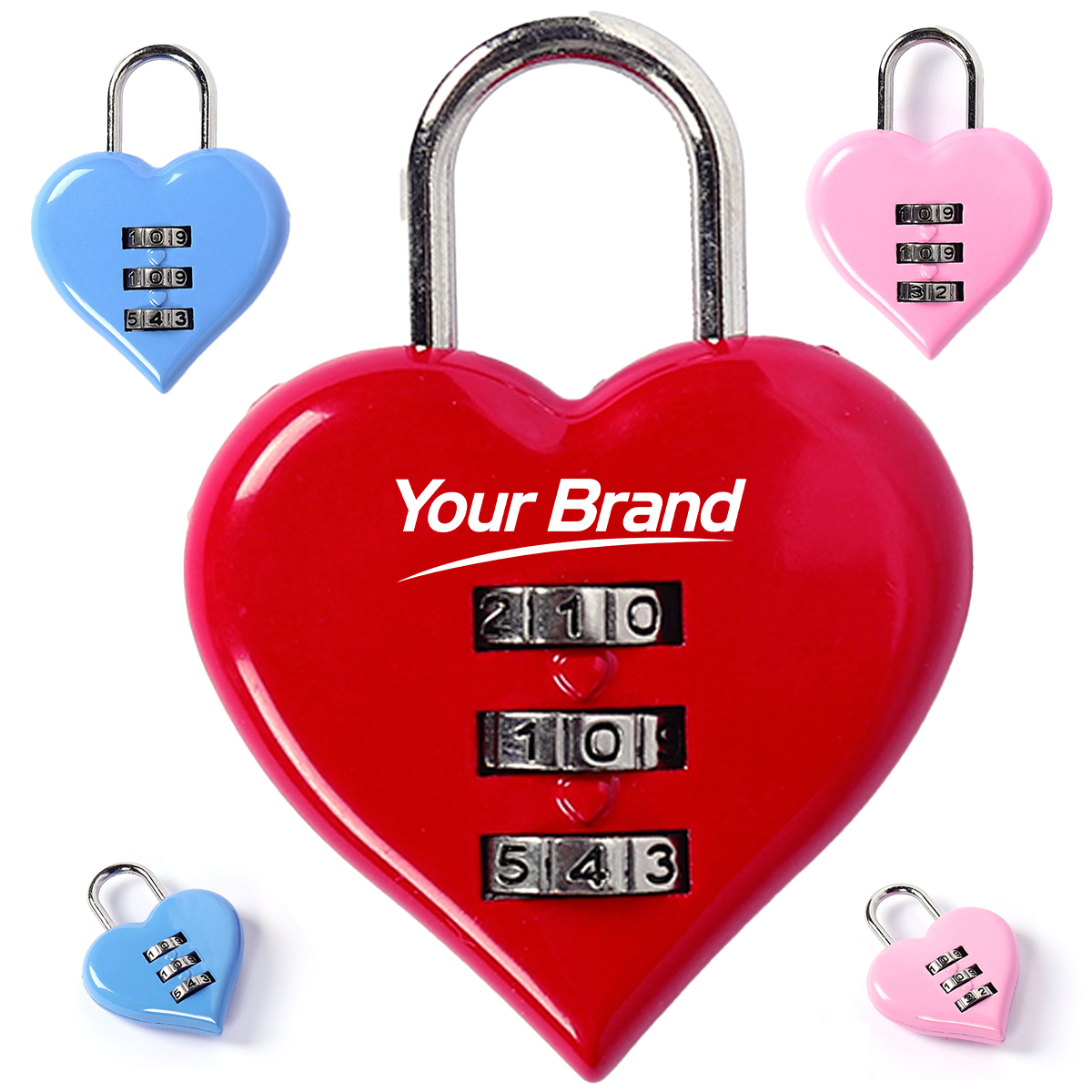 Heart Shape 3 Digit Combination Padlock