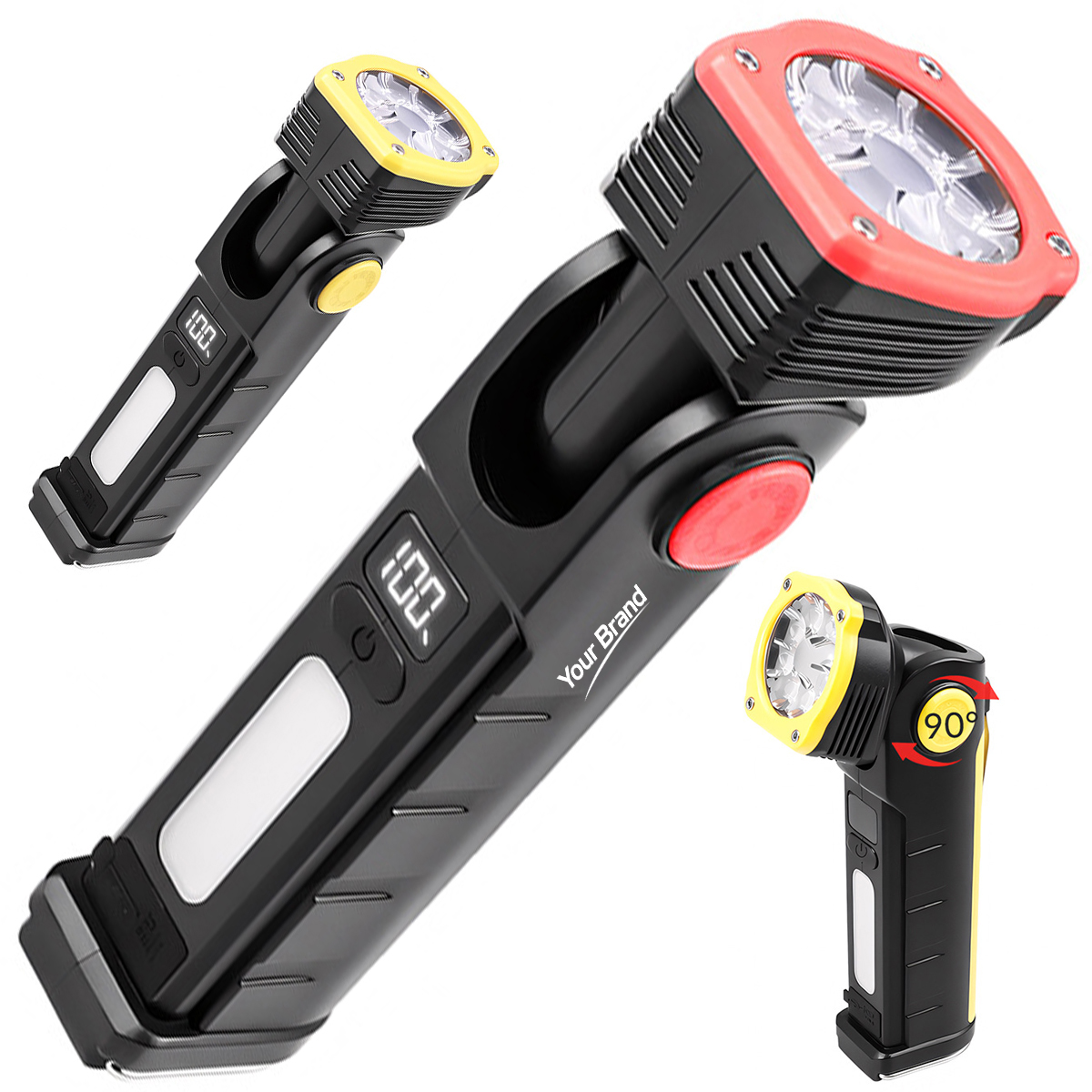 90 Degree Rotating Magnetic Work Light Flashlight