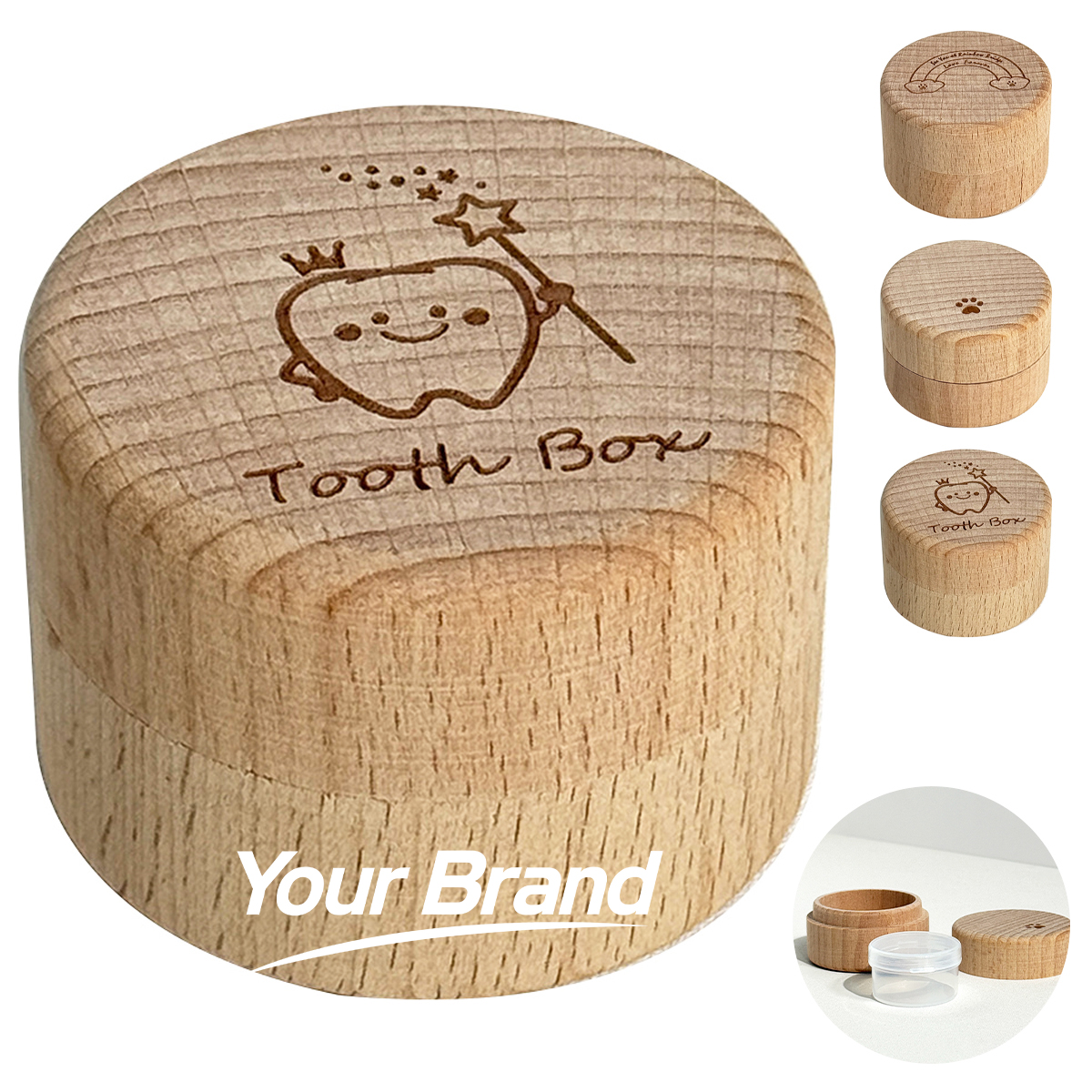 Wooden Baby Tooth Keepsake Box with Clear Acrylic Window