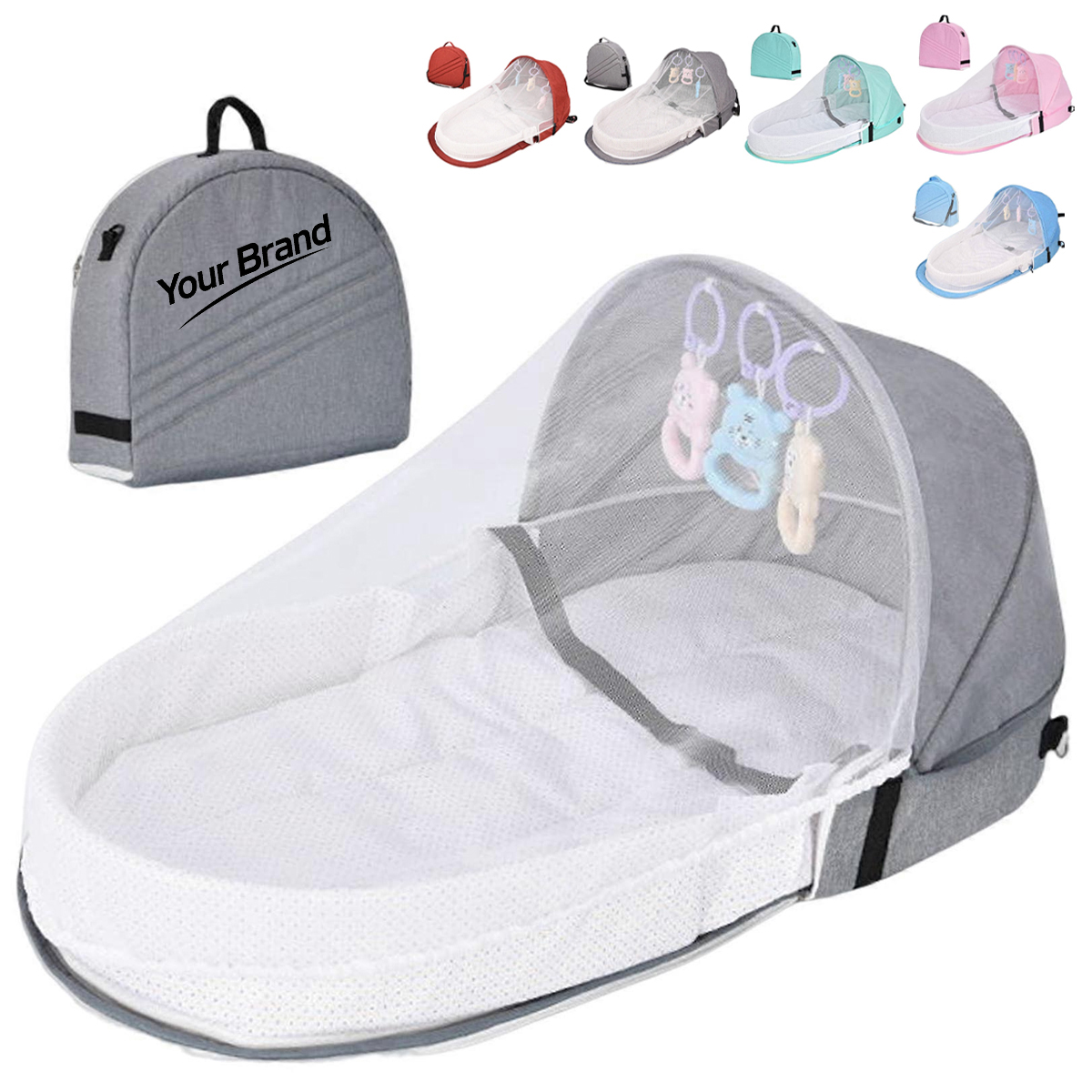 3-in-1 Diaper Bag Backpack with Foldable Travel Bassinet
