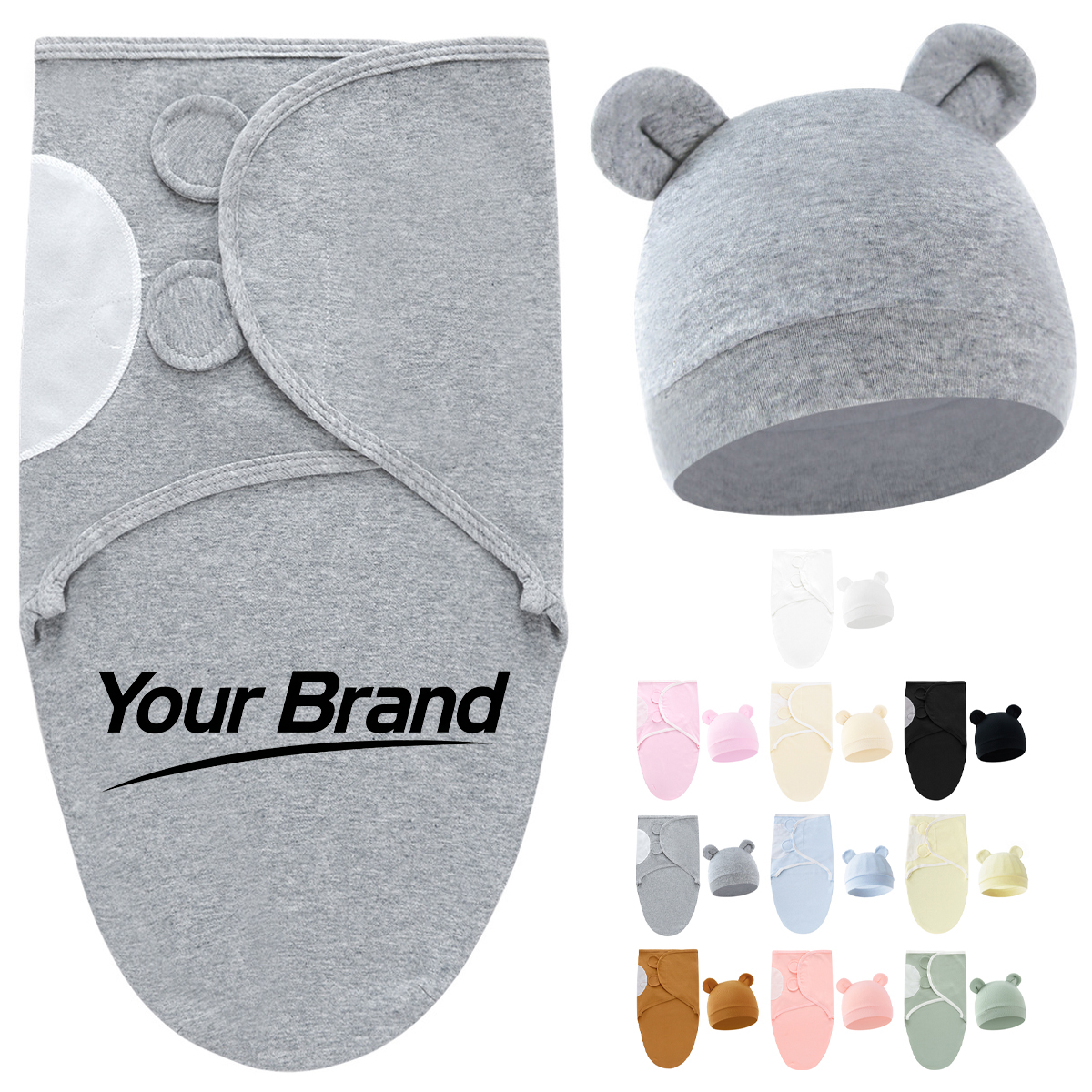 Solid Color Cotton Baby Swaddle Wrap&Anti-Startle Sleep Sack