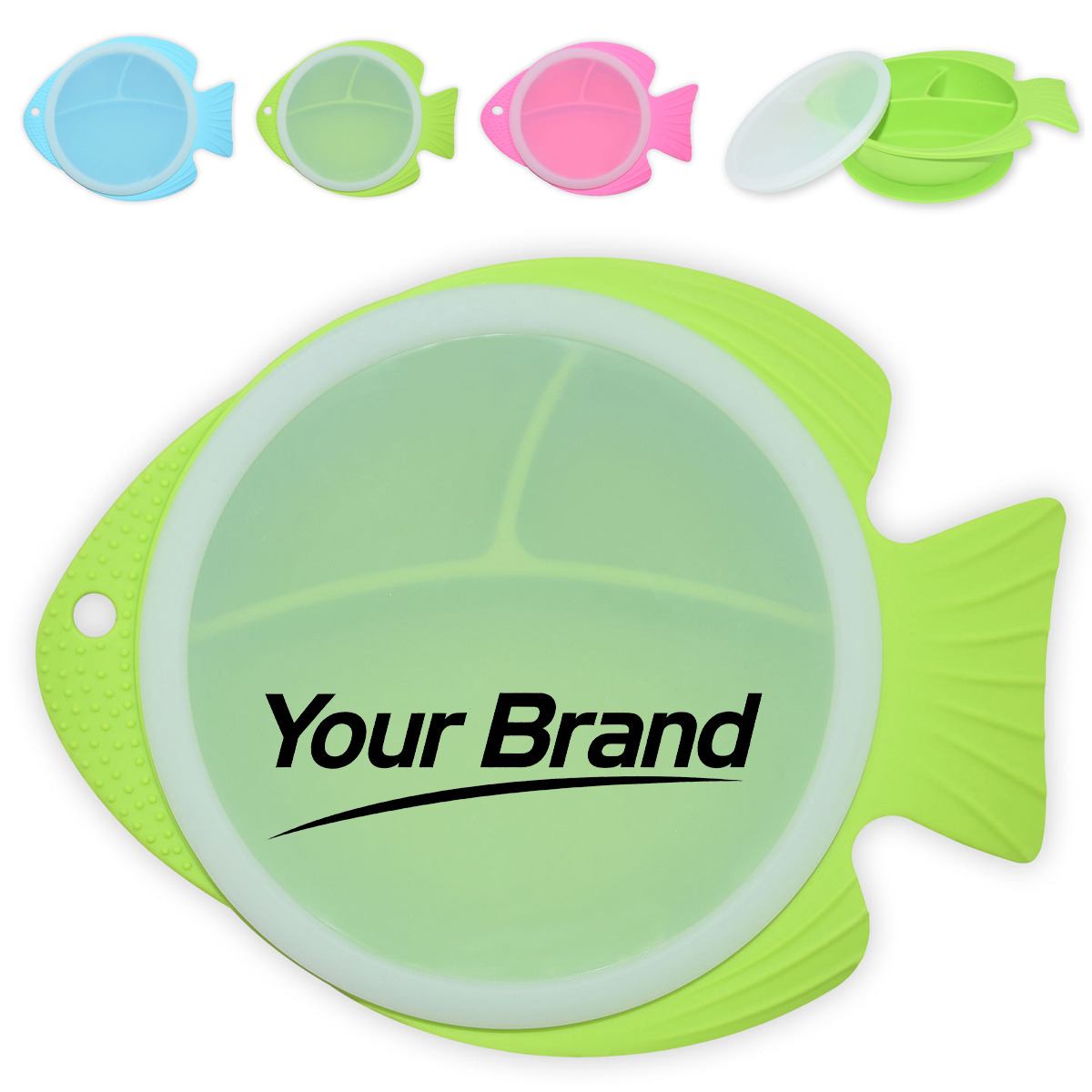 Silicone Divided Toddler Plate w/ Suction Base & Straw