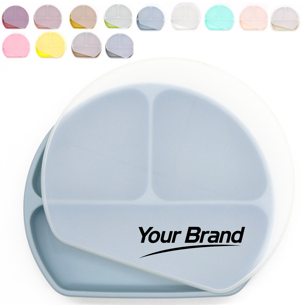 Silicone Suction-Base Divided Plate w/ Secure Storage Lid