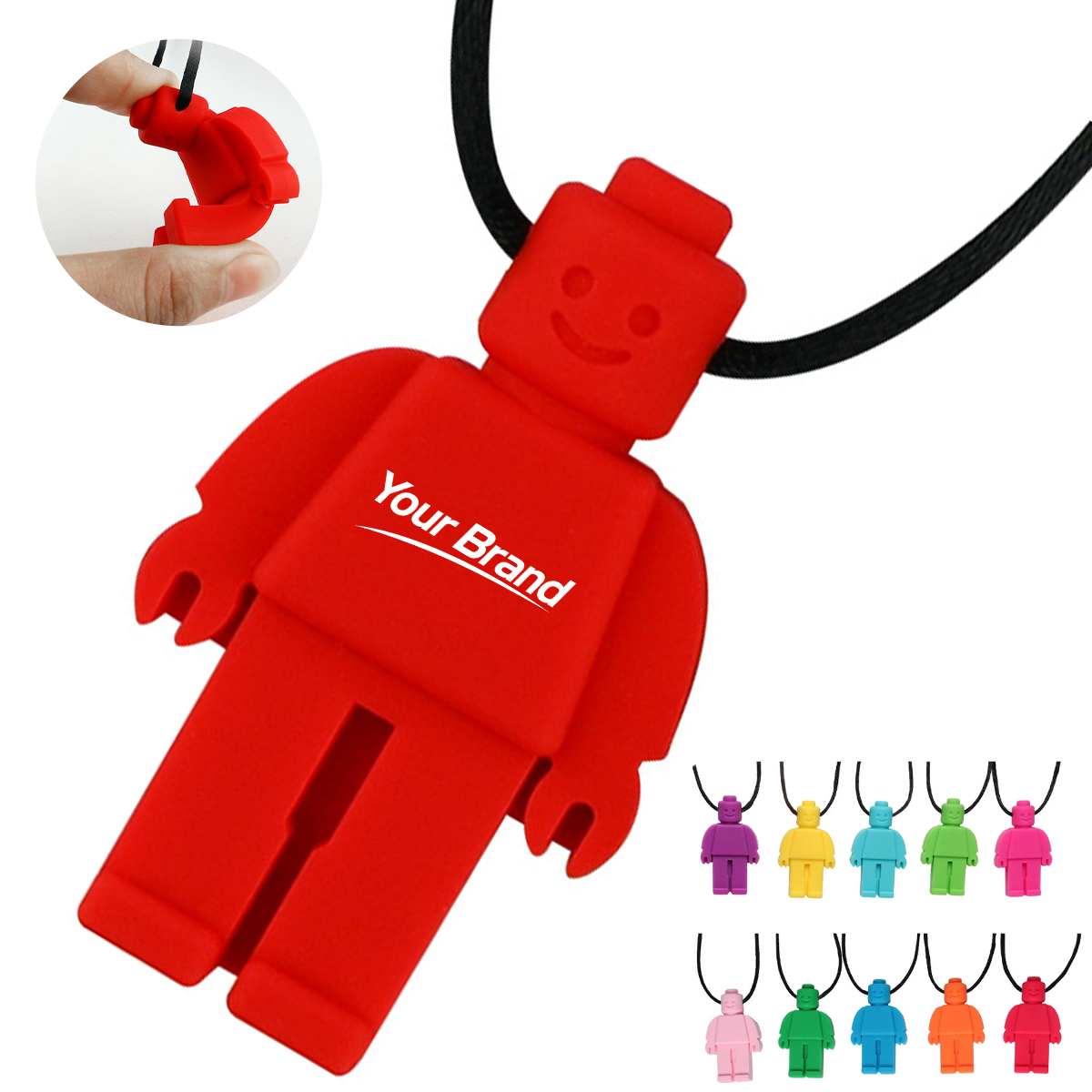 Robot Silicone Building Block Teether & Sensory Molar Wand