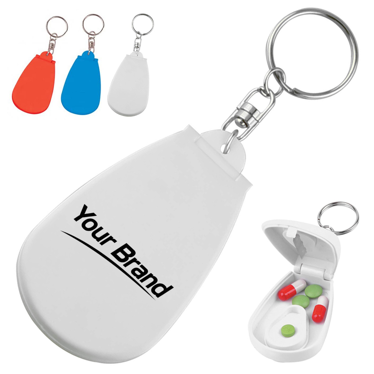 Pill Box Portable Keychain Medicine Cutter Splitter