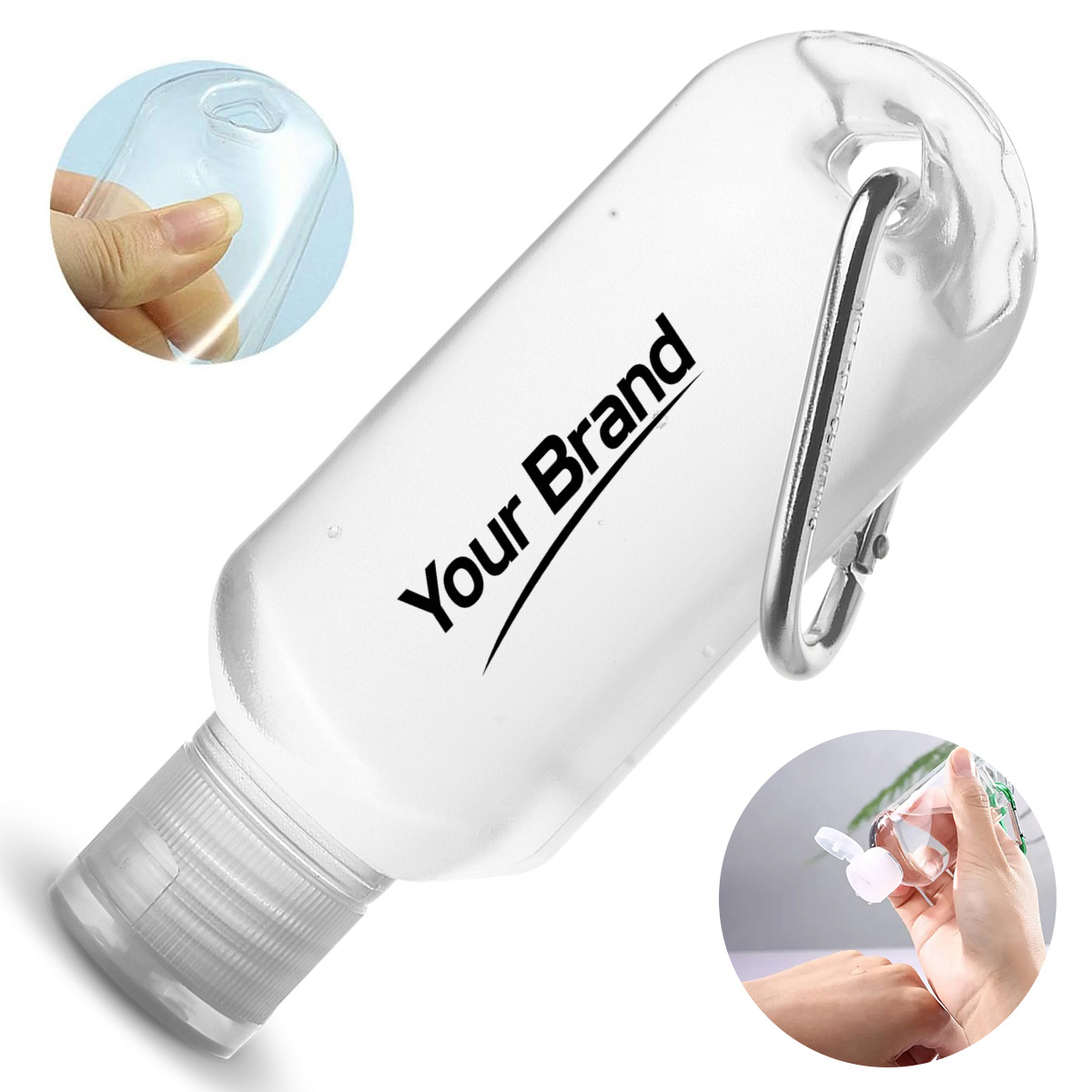 Hand Sanitizer Portable 0.67 oz Clear Gel with Carabiner