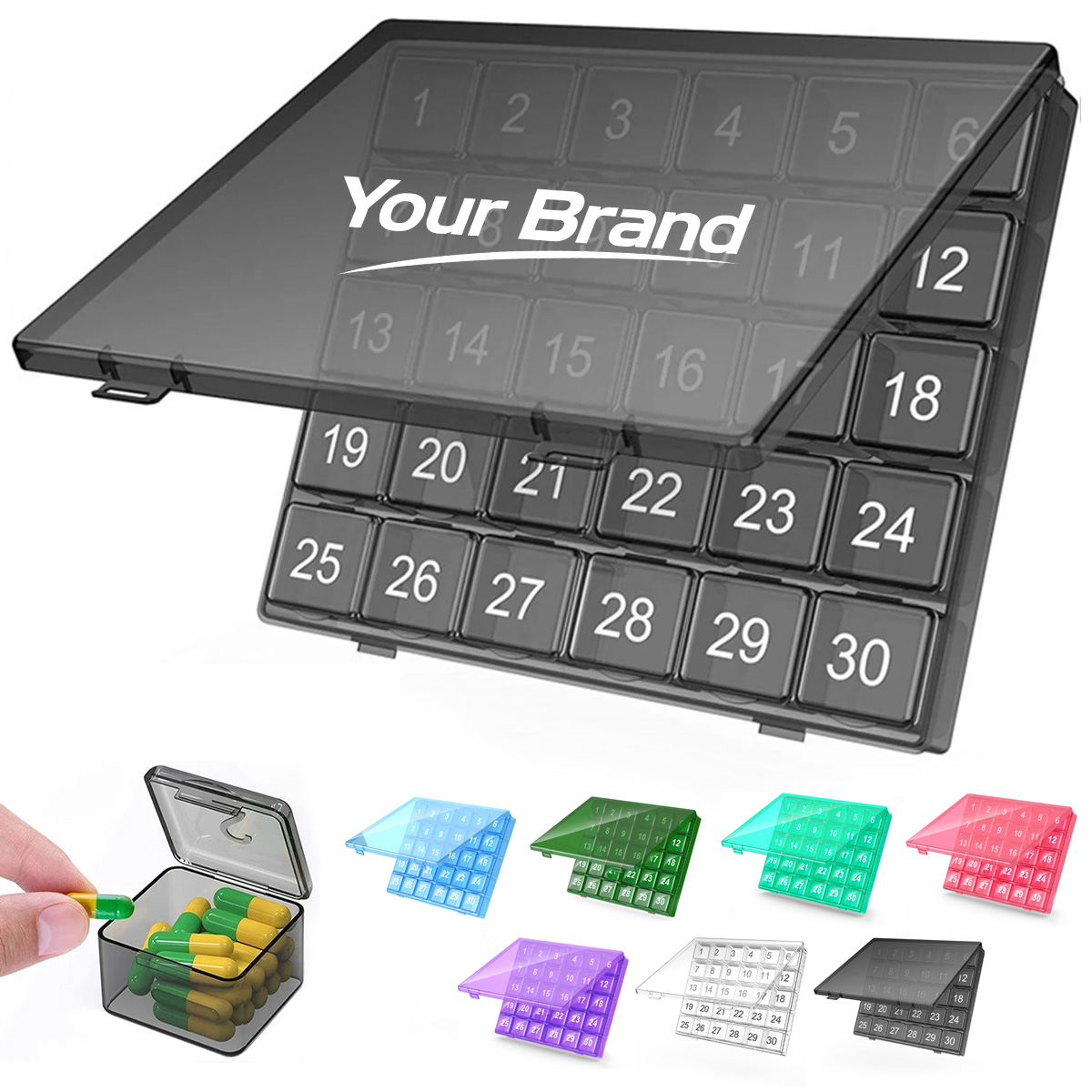 Pill Box Monthly 30 Day Numbered Travel Organizer