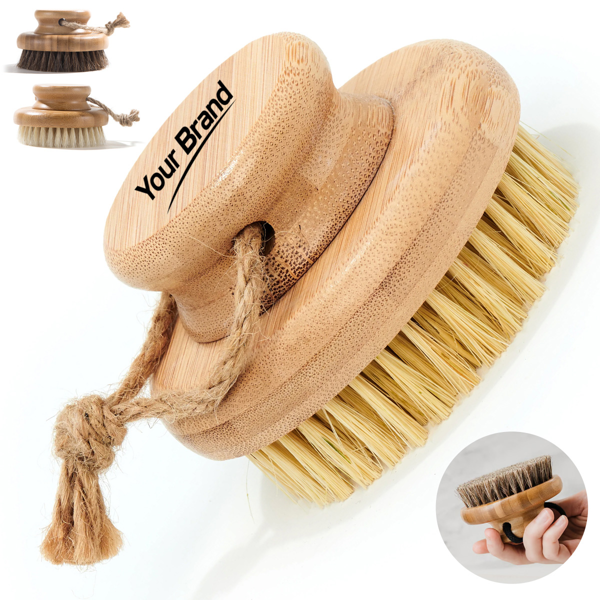 Body Brush Sustainable Bamboo Natural Bristle Scrubber