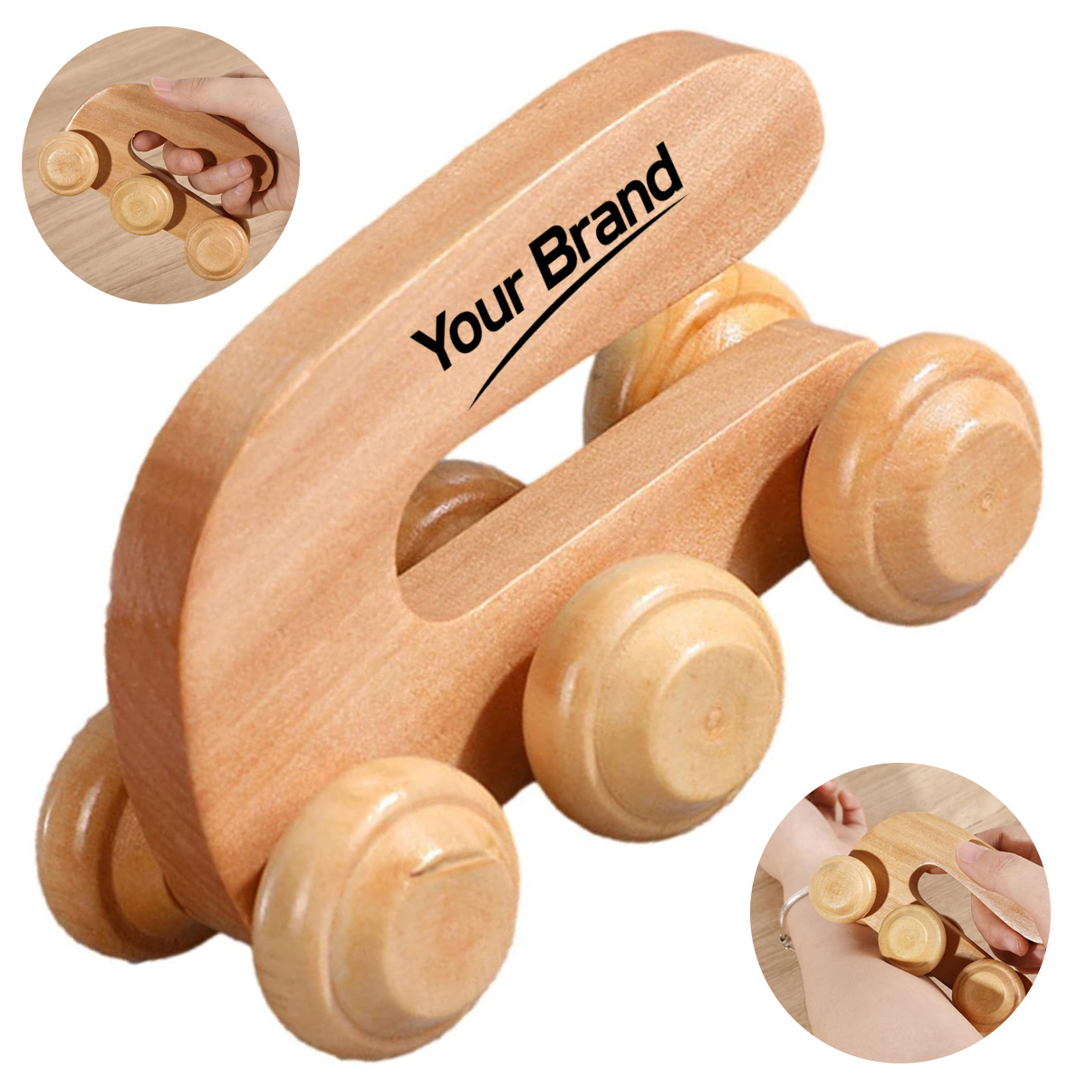 Wooden Body Massager Six Wheel Handheld Roller