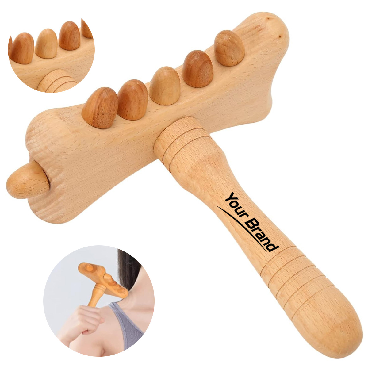 Handheld Wood Roller Ball Muscle Massager