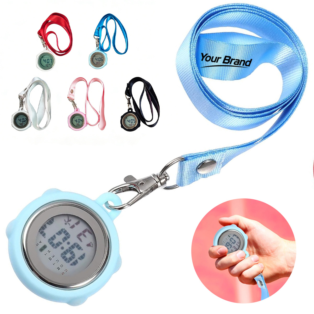 Digital Clip Watch with Lanyard
