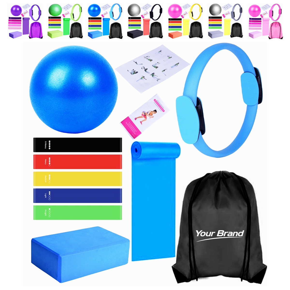 10 Piece Yoga and Pilates Home Fitness Starter Set