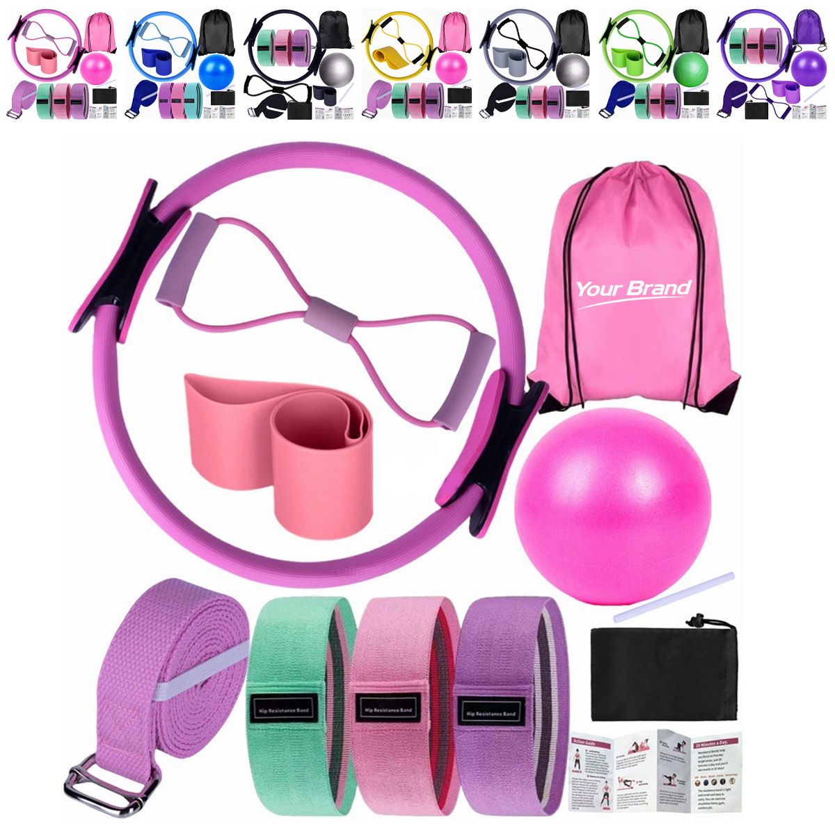 Non Slip Pilates Ring and Yoga Resistance Band Kit