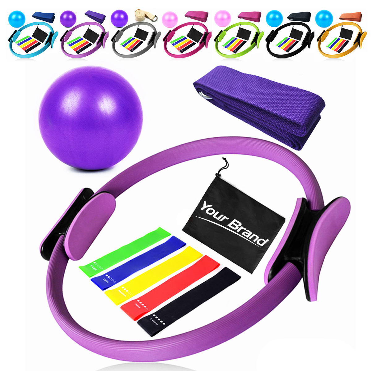 9 pc Pilates Ring and Yoga Exercise Ball Kit