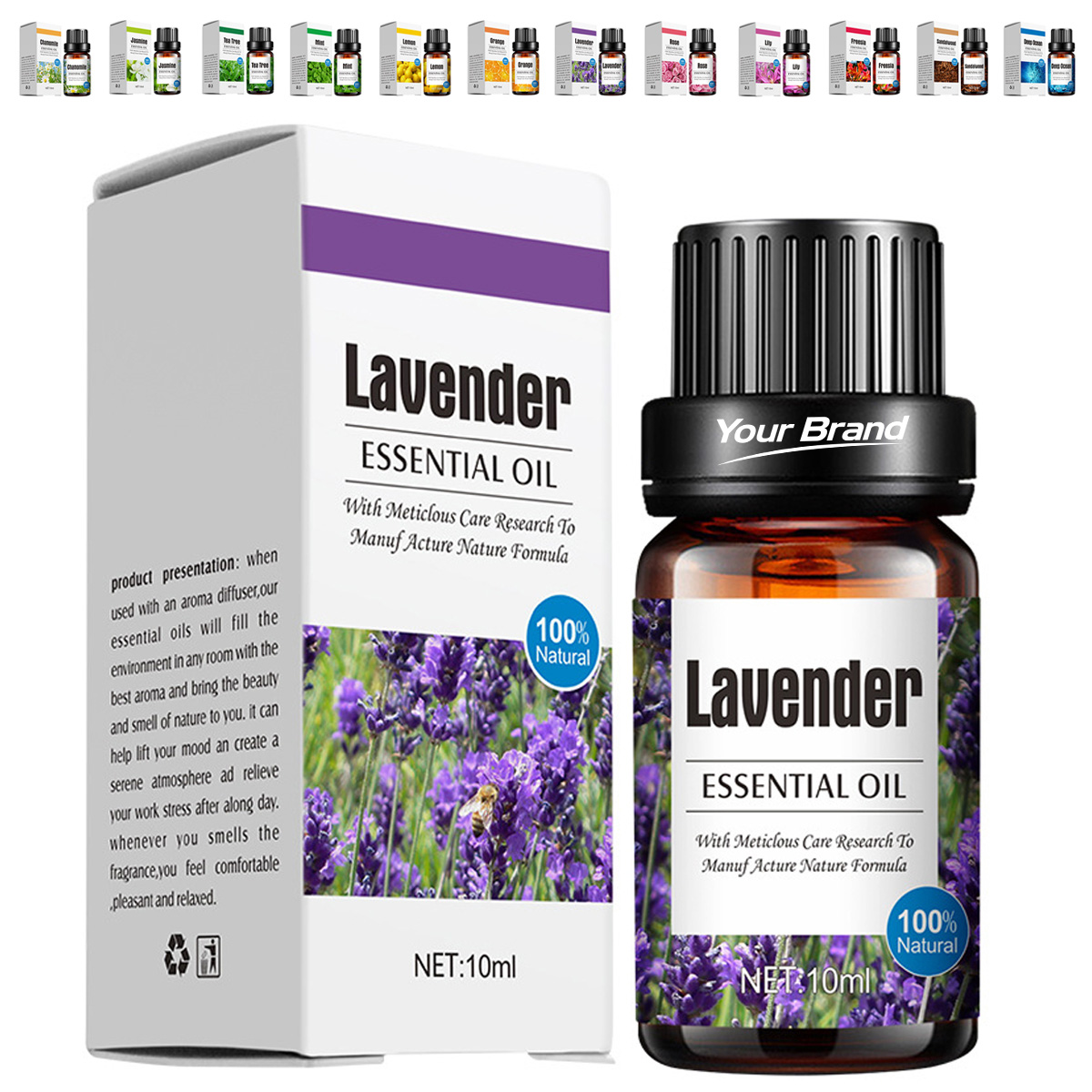 10ml Pure Natural Therapeutic Grade Lavender Essential Oil
