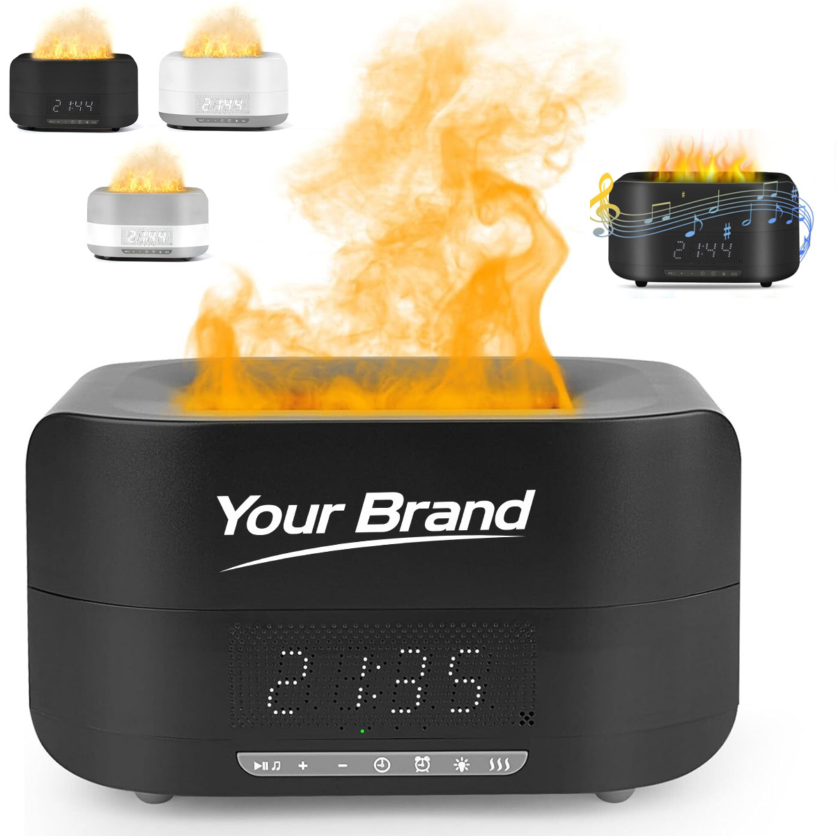 Flame Aroma Diffuser Bluetooth Speaker Clock