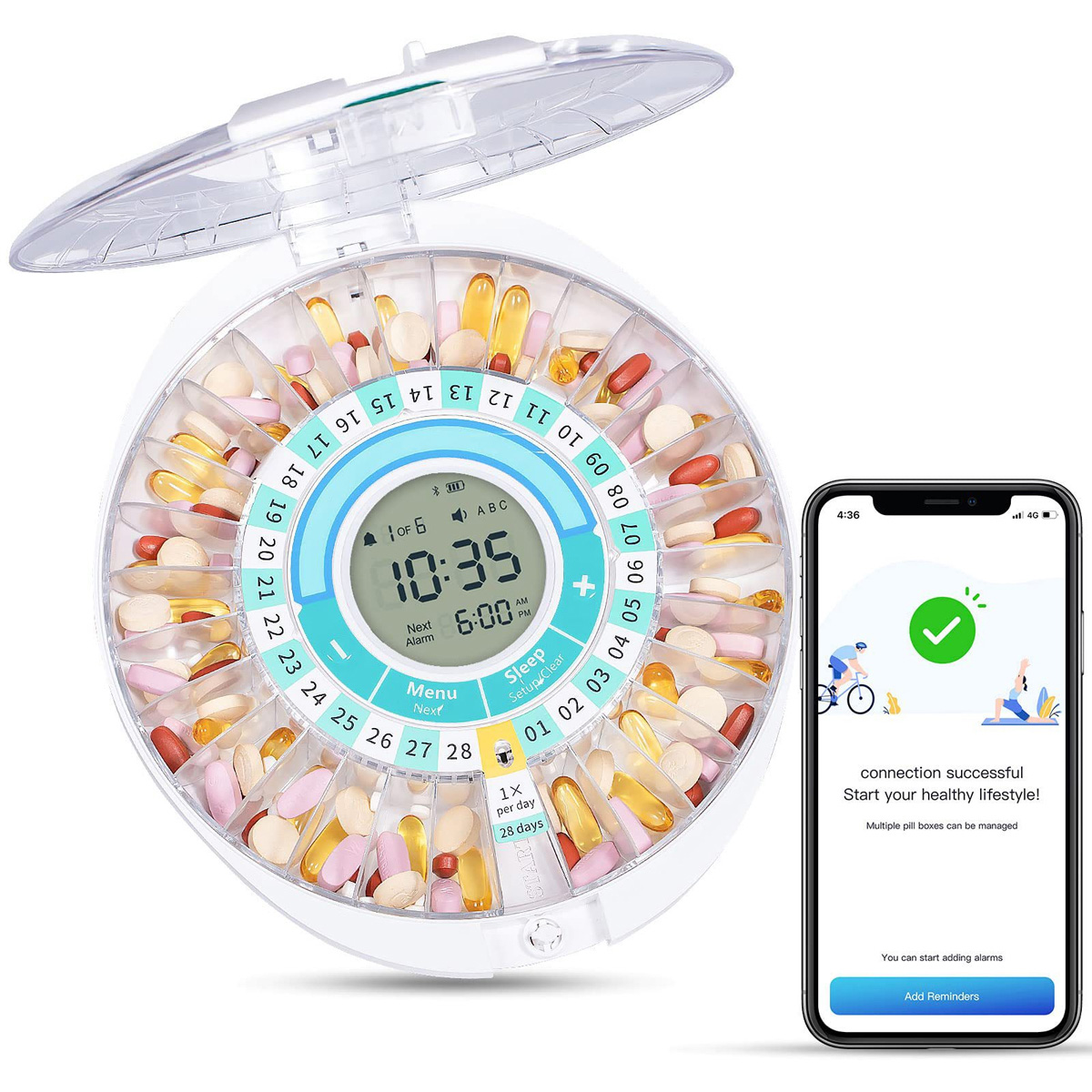 Smart Bluetooth Pill Box with Digital Alarm Clock