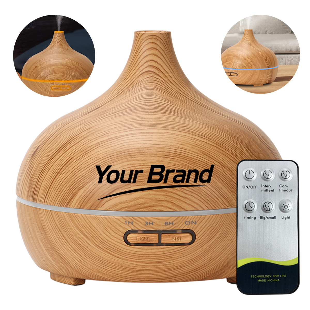 Wood Grain Ultrasonic Aroma Diffuser Humidifier