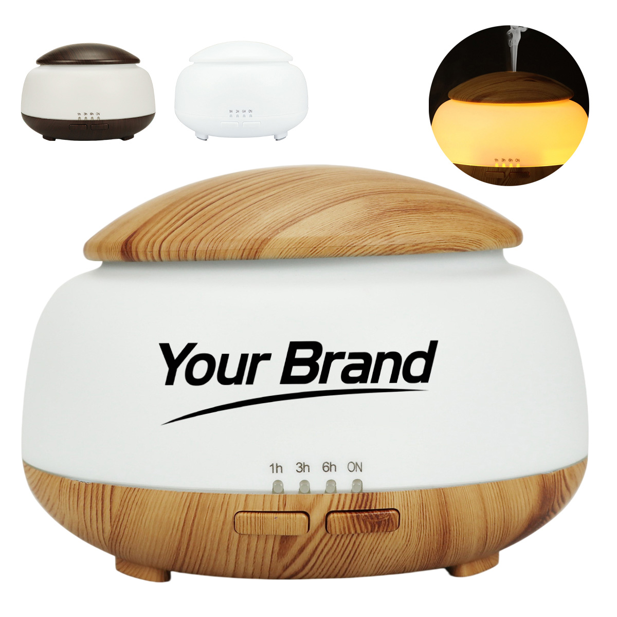 10oz. Mushroom Shaped Wood Grain Ultrasonic Aroma Humidifier