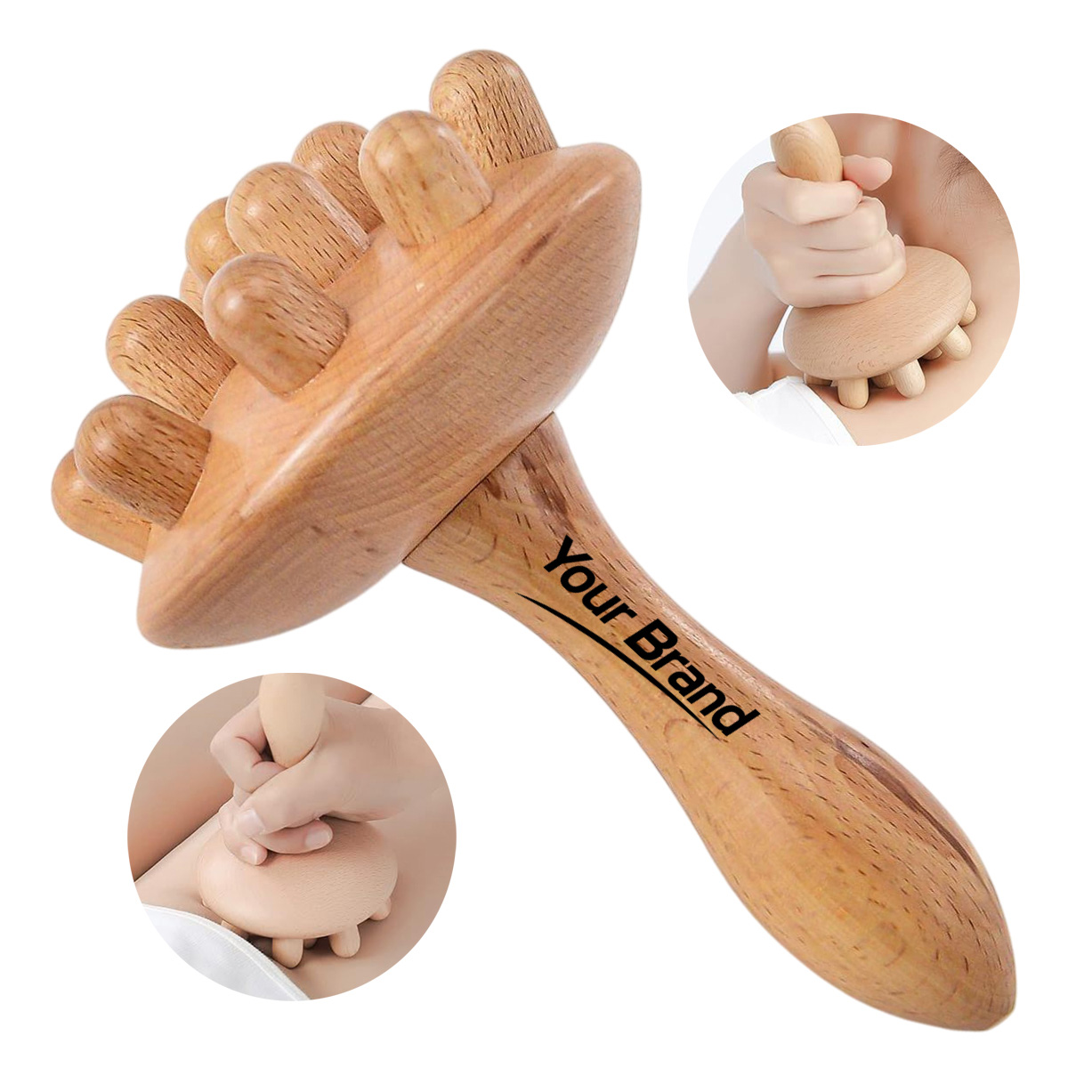 Wood Handheld Scalp Body Massager