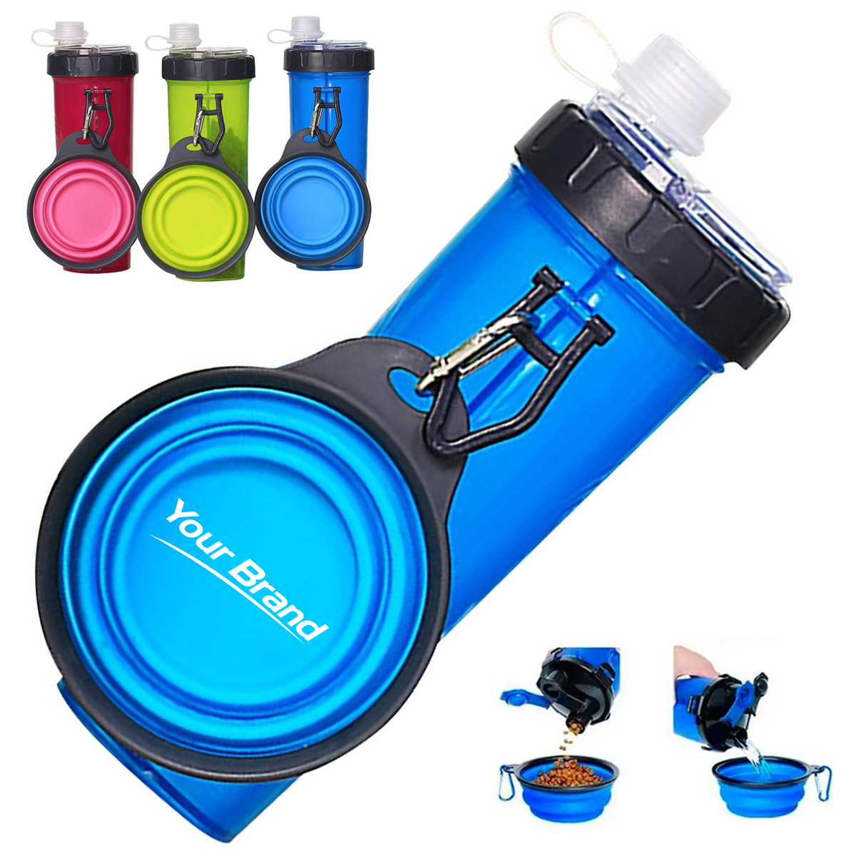 Portable Pet Water Bottle With Fold Bowl