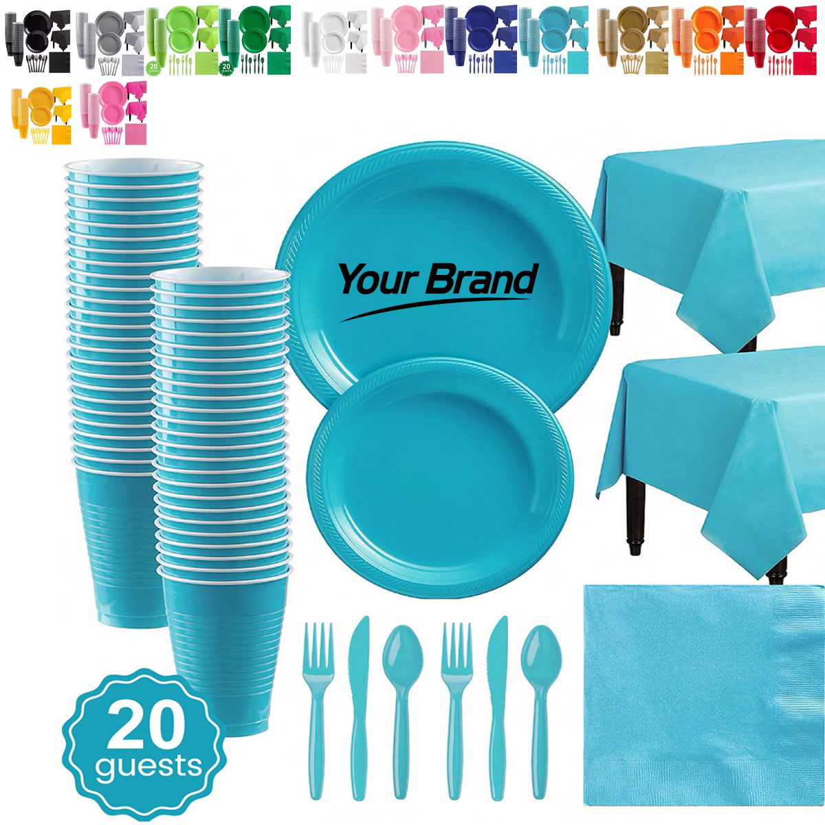 20 Guest Monochromatic Disposable Party Set