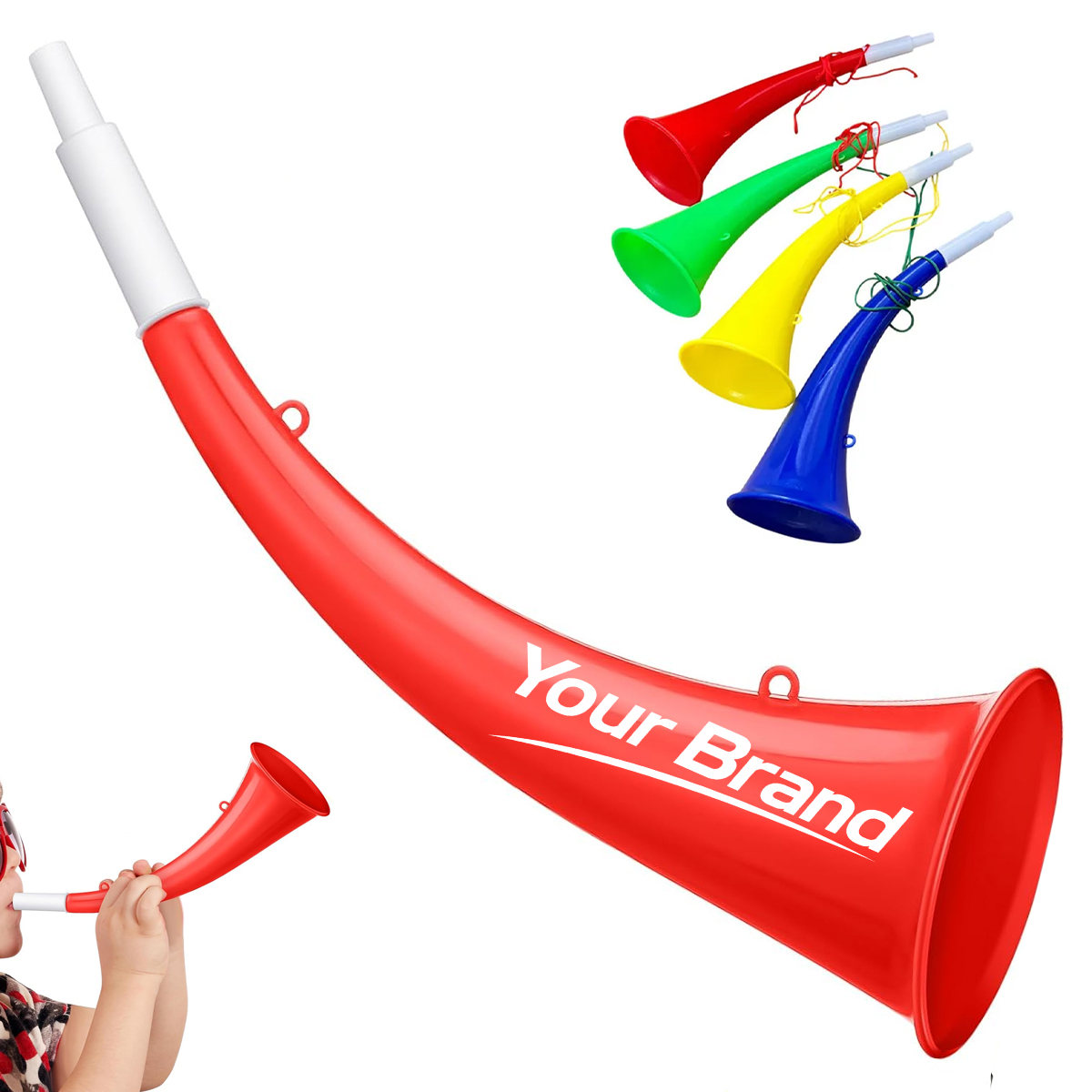 Curved Stadium Bull Horn with Lanyard