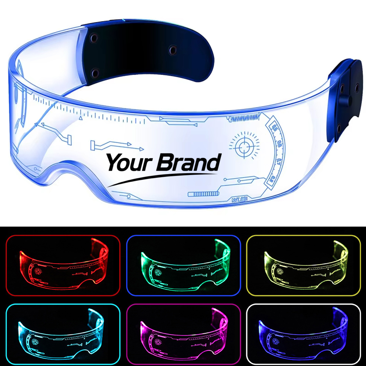 Futuristic LED Cyberpunk Visor Glasses