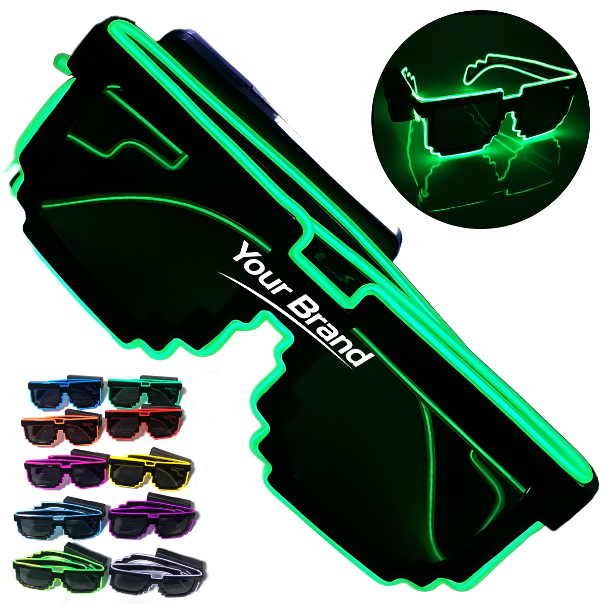 EL Wire Luminous Pixel Style Glasses