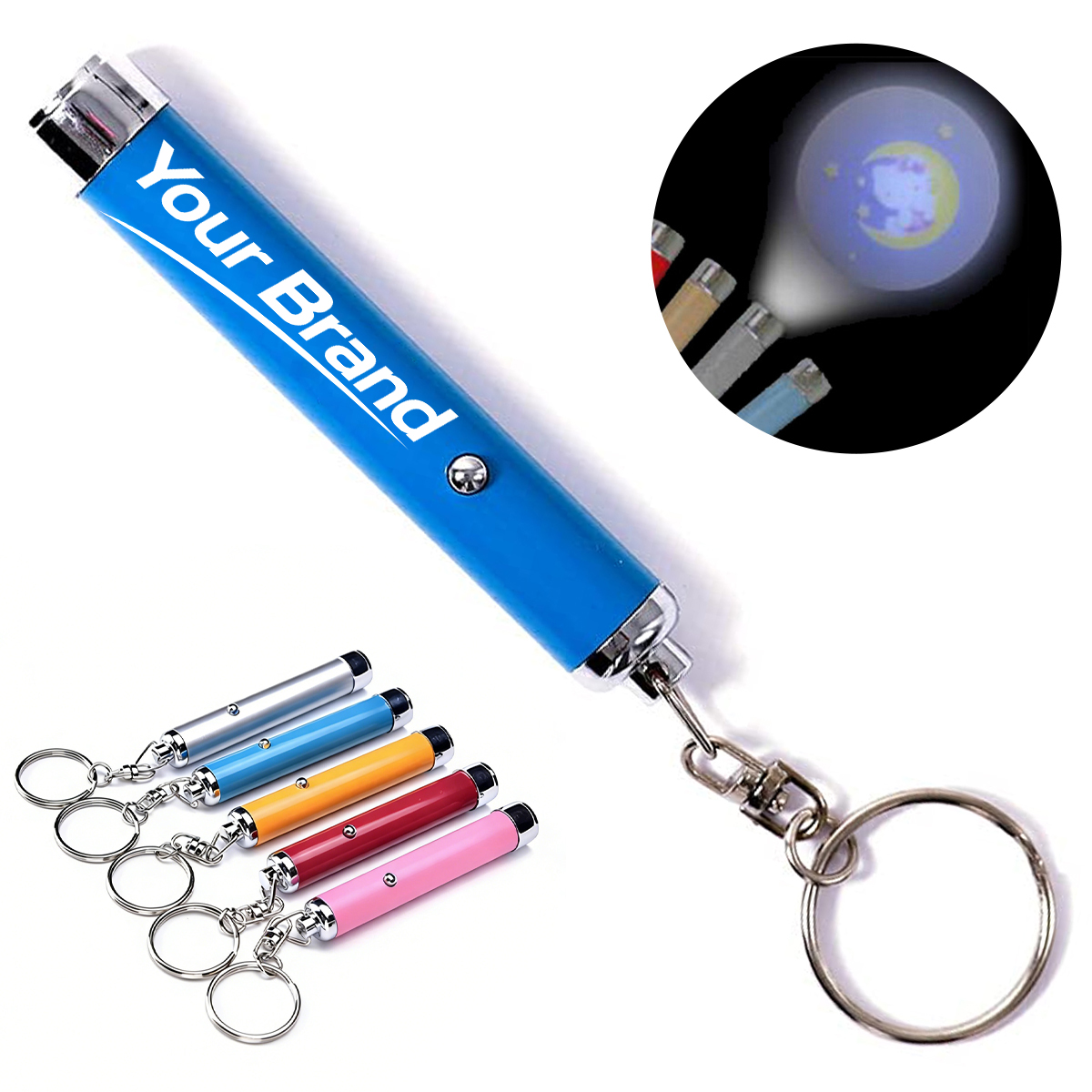 Custom LED Logo Projection Keychain Flashlight