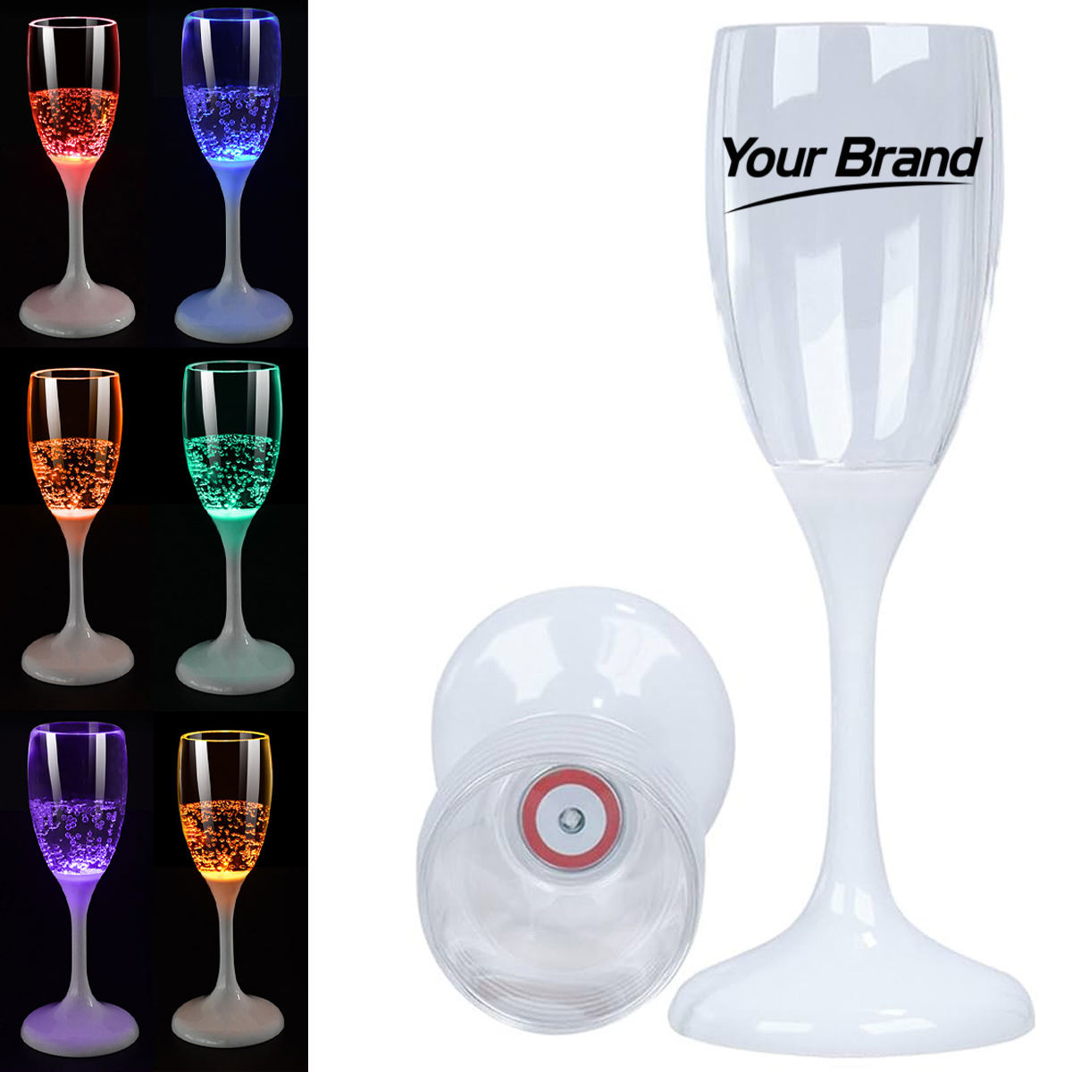 LED Light Up PS Plastic Champagne Glass