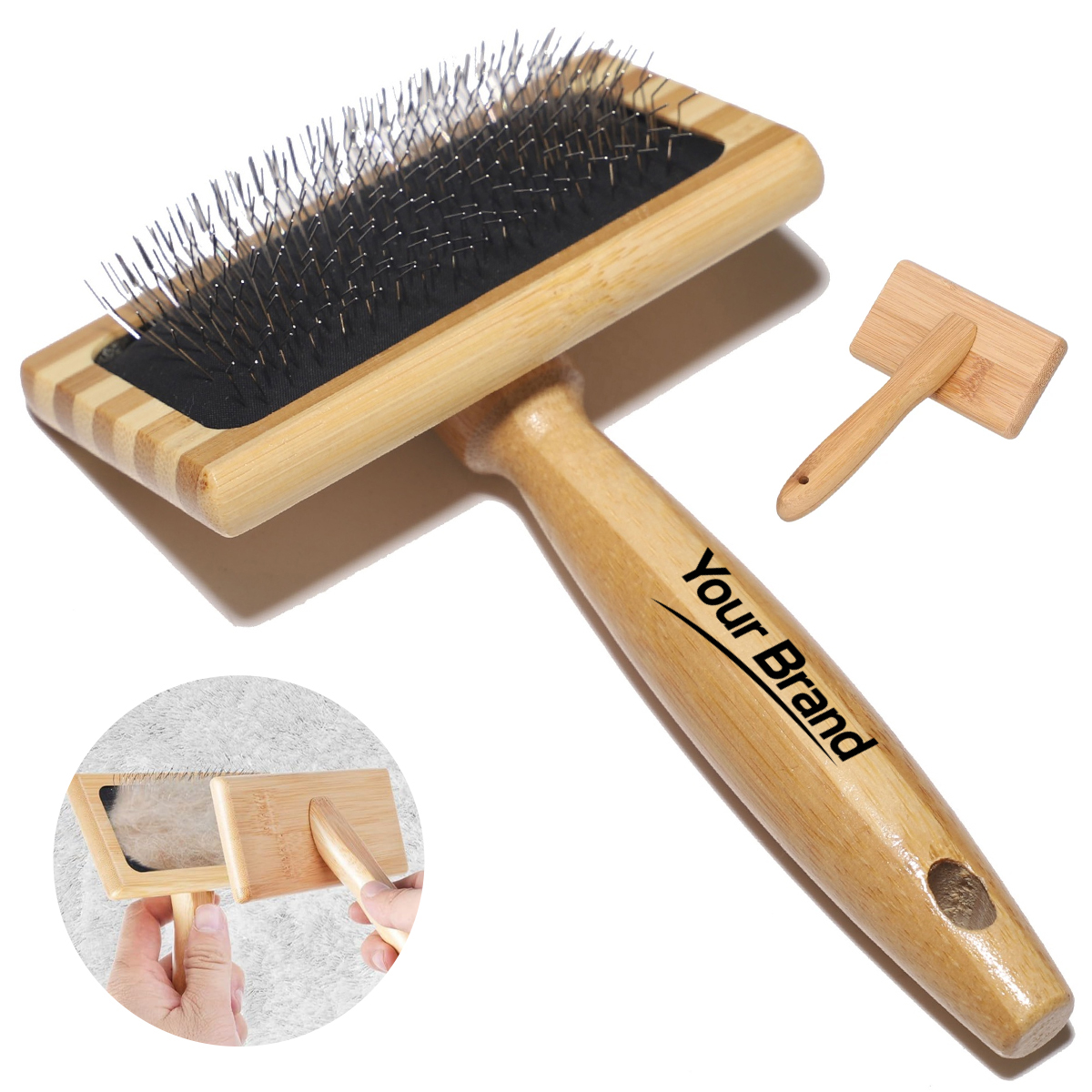 Bamboo Pet Slicker Brush with Air Cushion
